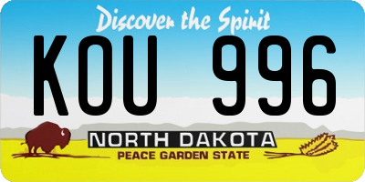 ND license plate KOU996