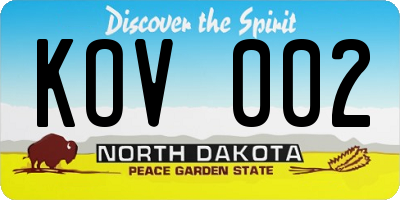 ND license plate KOV002