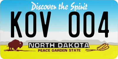 ND license plate KOV004