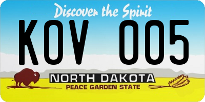 ND license plate KOV005