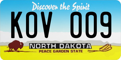 ND license plate KOV009