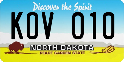 ND license plate KOV010