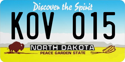 ND license plate KOV015