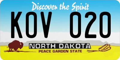 ND license plate KOV020