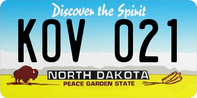ND license plate KOV021