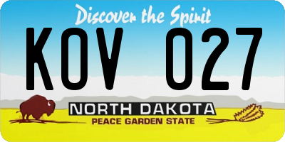 ND license plate KOV027