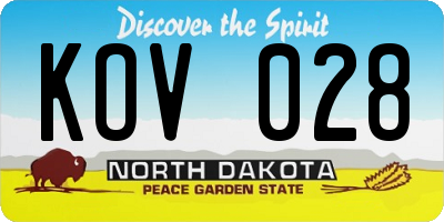ND license plate KOV028