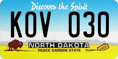 ND license plate KOV030