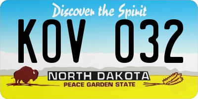 ND license plate KOV032