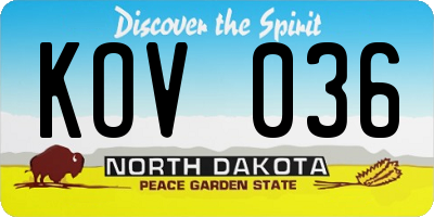ND license plate KOV036