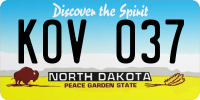 ND license plate KOV037