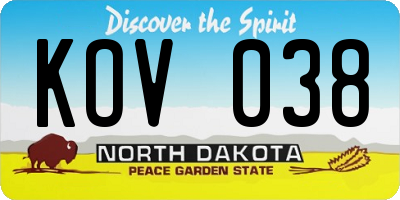 ND license plate KOV038