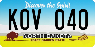 ND license plate KOV040