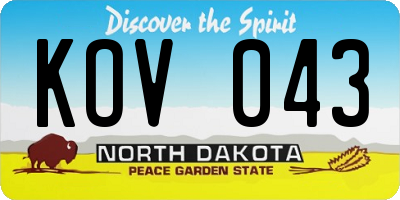 ND license plate KOV043