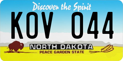 ND license plate KOV044