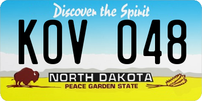 ND license plate KOV048