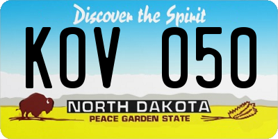 ND license plate KOV050