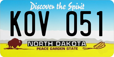 ND license plate KOV051