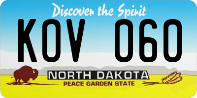 ND license plate KOV060