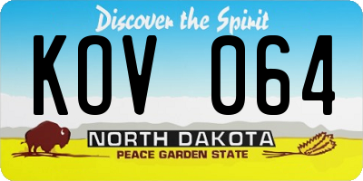 ND license plate KOV064
