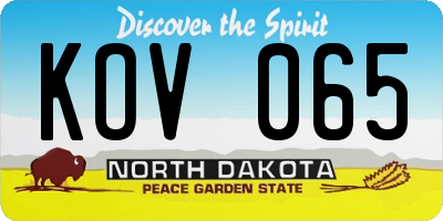 ND license plate KOV065