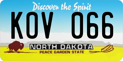 ND license plate KOV066