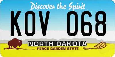 ND license plate KOV068