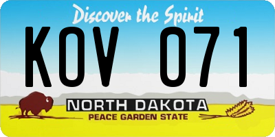 ND license plate KOV071