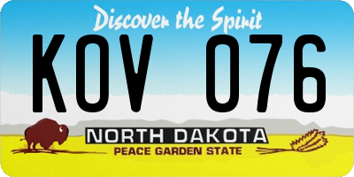ND license plate KOV076