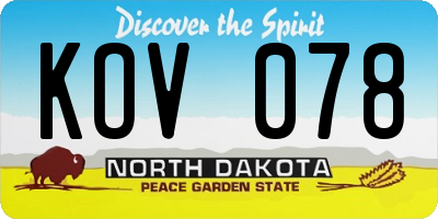ND license plate KOV078