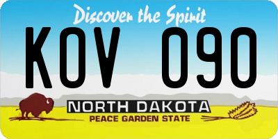 ND license plate KOV090