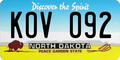 ND license plate KOV092