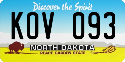 ND license plate KOV093