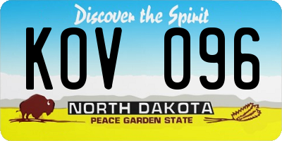 ND license plate KOV096