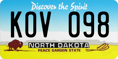 ND license plate KOV098