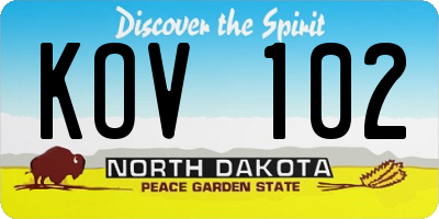 ND license plate KOV102