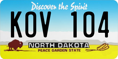 ND license plate KOV104