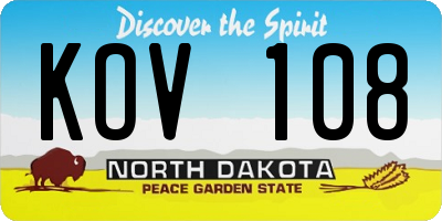 ND license plate KOV108