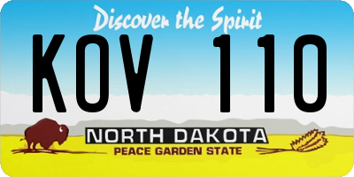 ND license plate KOV110