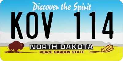 ND license plate KOV114