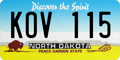 ND license plate KOV115