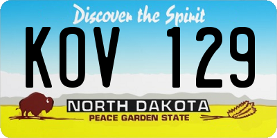 ND license plate KOV129