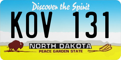 ND license plate KOV131
