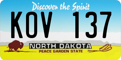 ND license plate KOV137