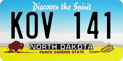 ND license plate KOV141