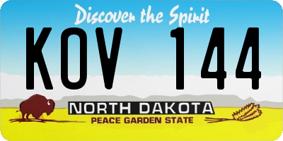 ND license plate KOV144