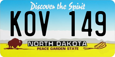 ND license plate KOV149