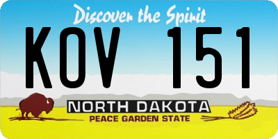 ND license plate KOV151