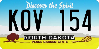 ND license plate KOV154