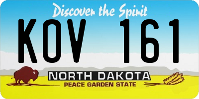 ND license plate KOV161
